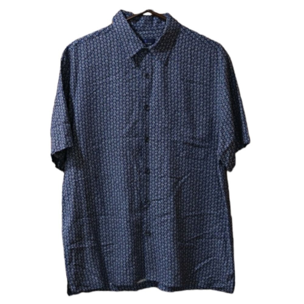 Toscano Men's LG Floral Print Short Sleeve Cotton Camp Shirt Resort Wear